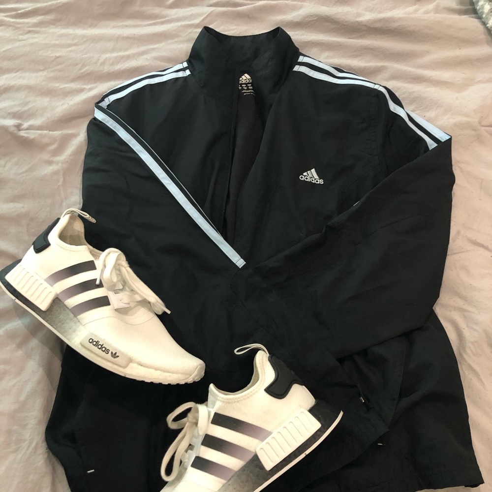 3 stripe adidas zip up